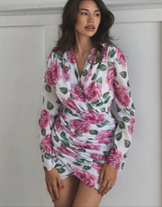 Vestito a Portafoglio con Stampa Romantica