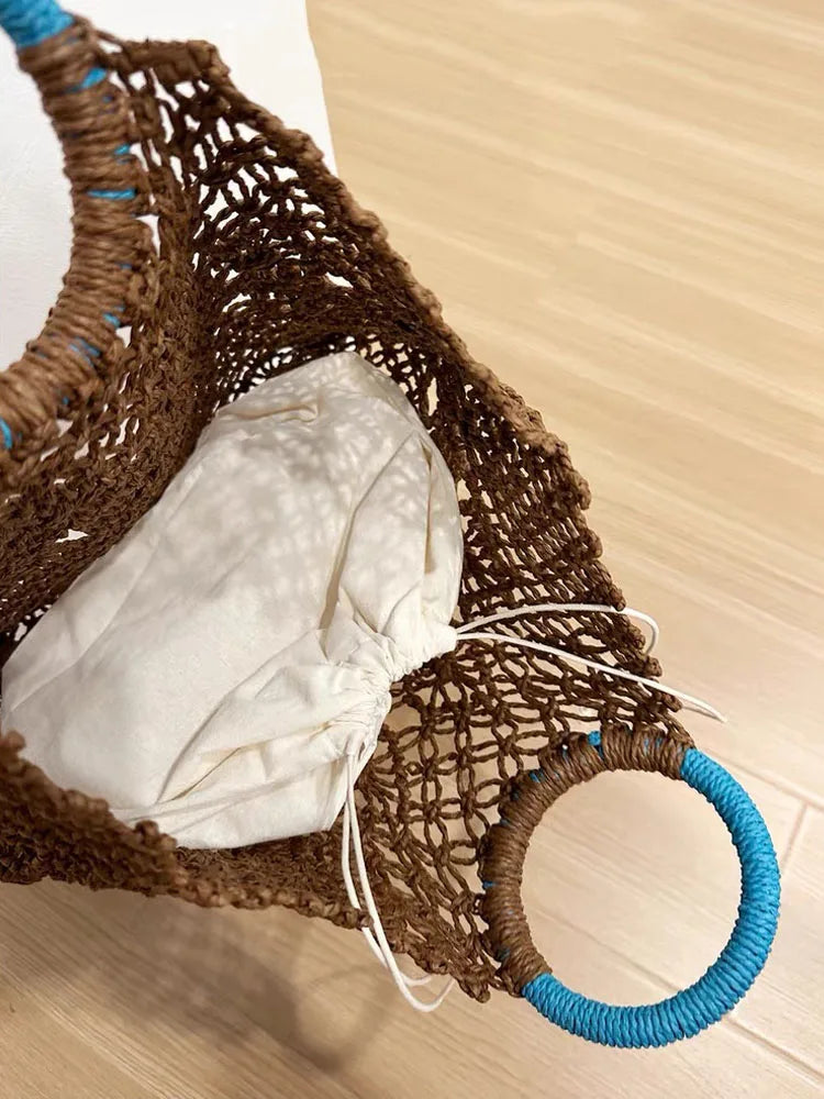 Borsa Mare Intrecciata Hollow Out - Borsa Spiaggia Vintage Estate