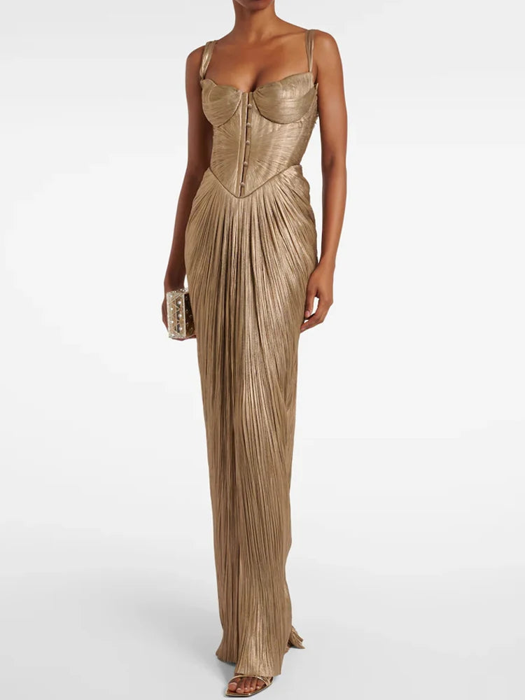 Vestito Lungo Elegante Schiena Scoperta - Abito da Sera con Lacci