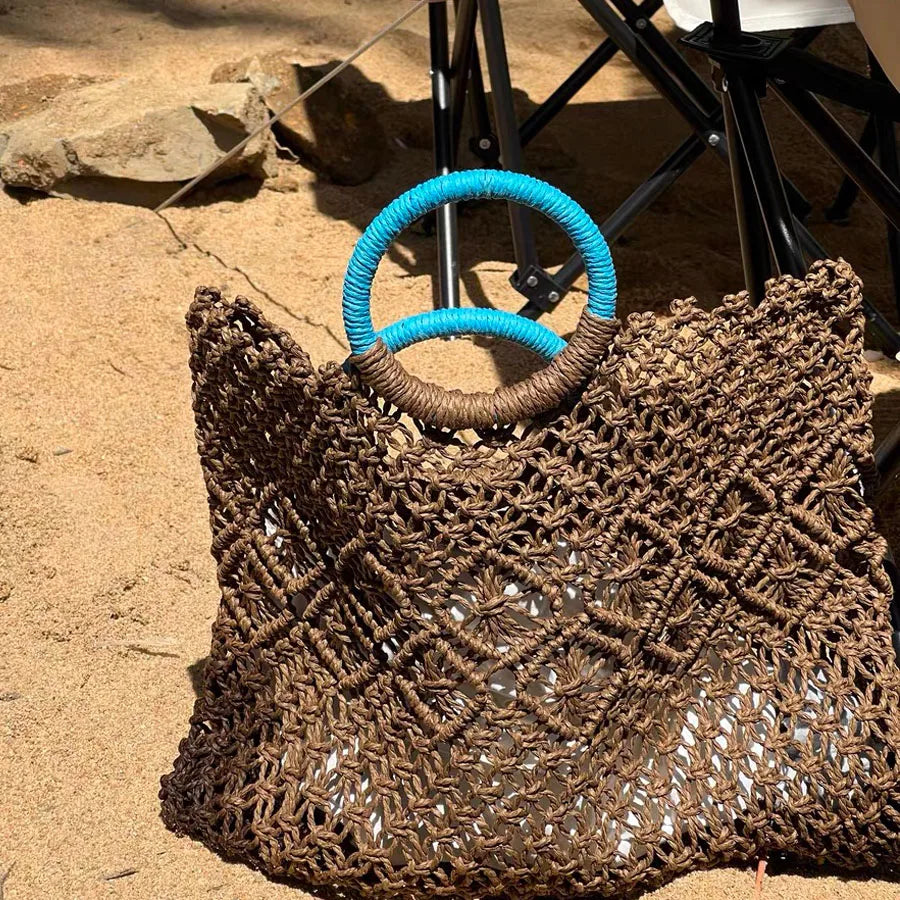 Borsa Mare Intrecciata Hollow Out - Borsa Spiaggia Vintage Estate