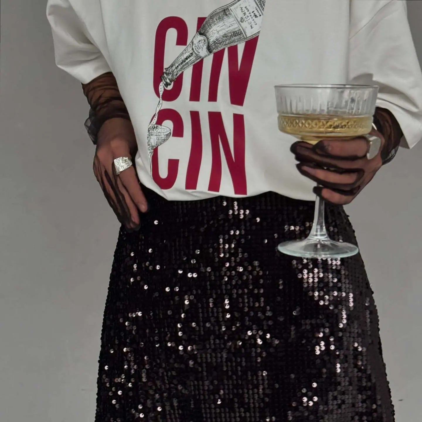 T-Shirt Donna Stampa Lettere Retro - Maglietta Cotone Street Style