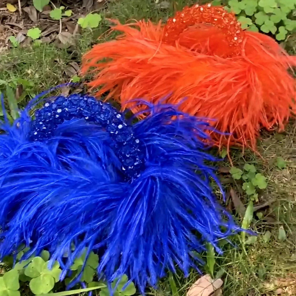 Borsa Perle e Piume Designer - Clutch Acrilico Cristalli Trasparente