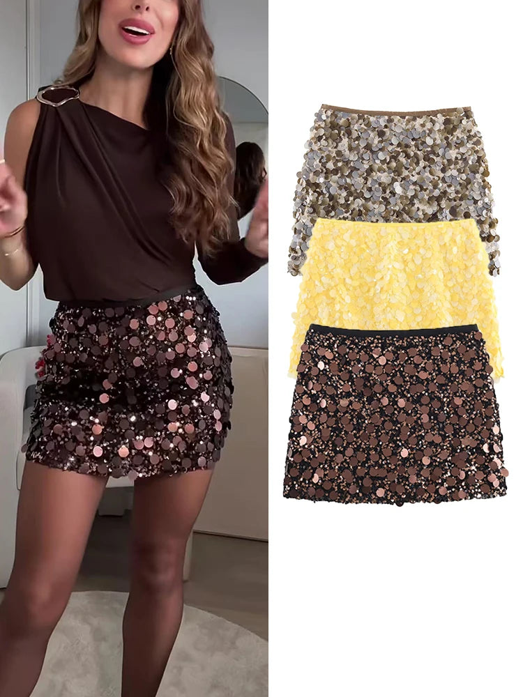 Minigonna Donna Paillettes Scintillante
