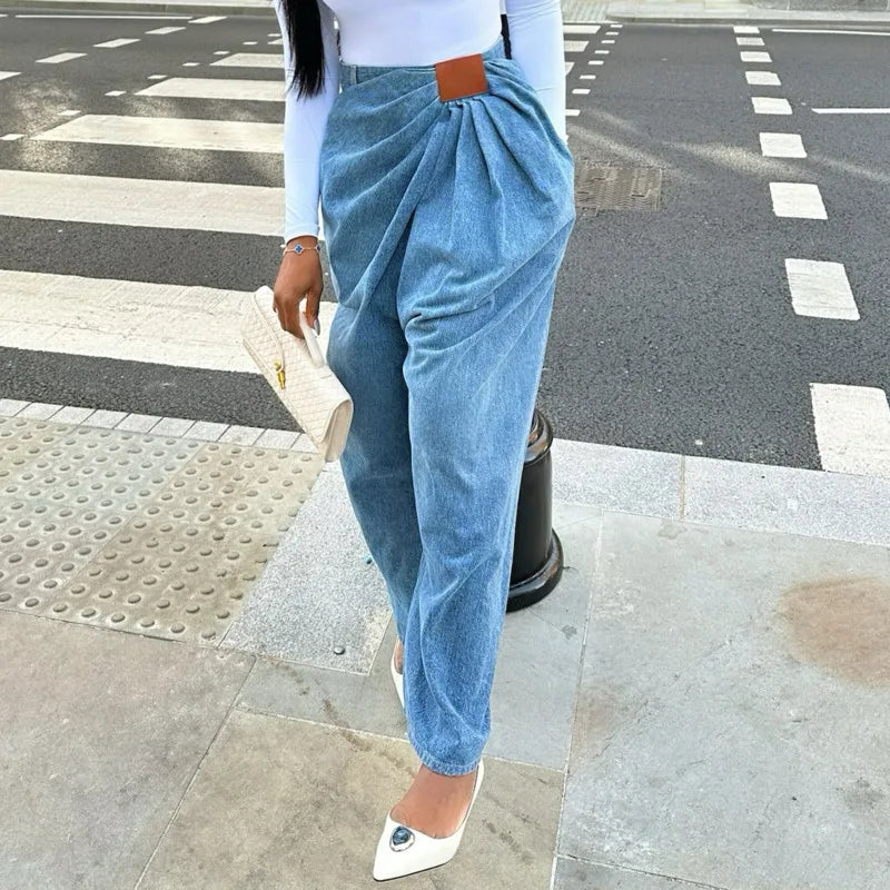 Jeans Donna Wide Leg Street Style - Denim Straight Versatile Autunno 2025