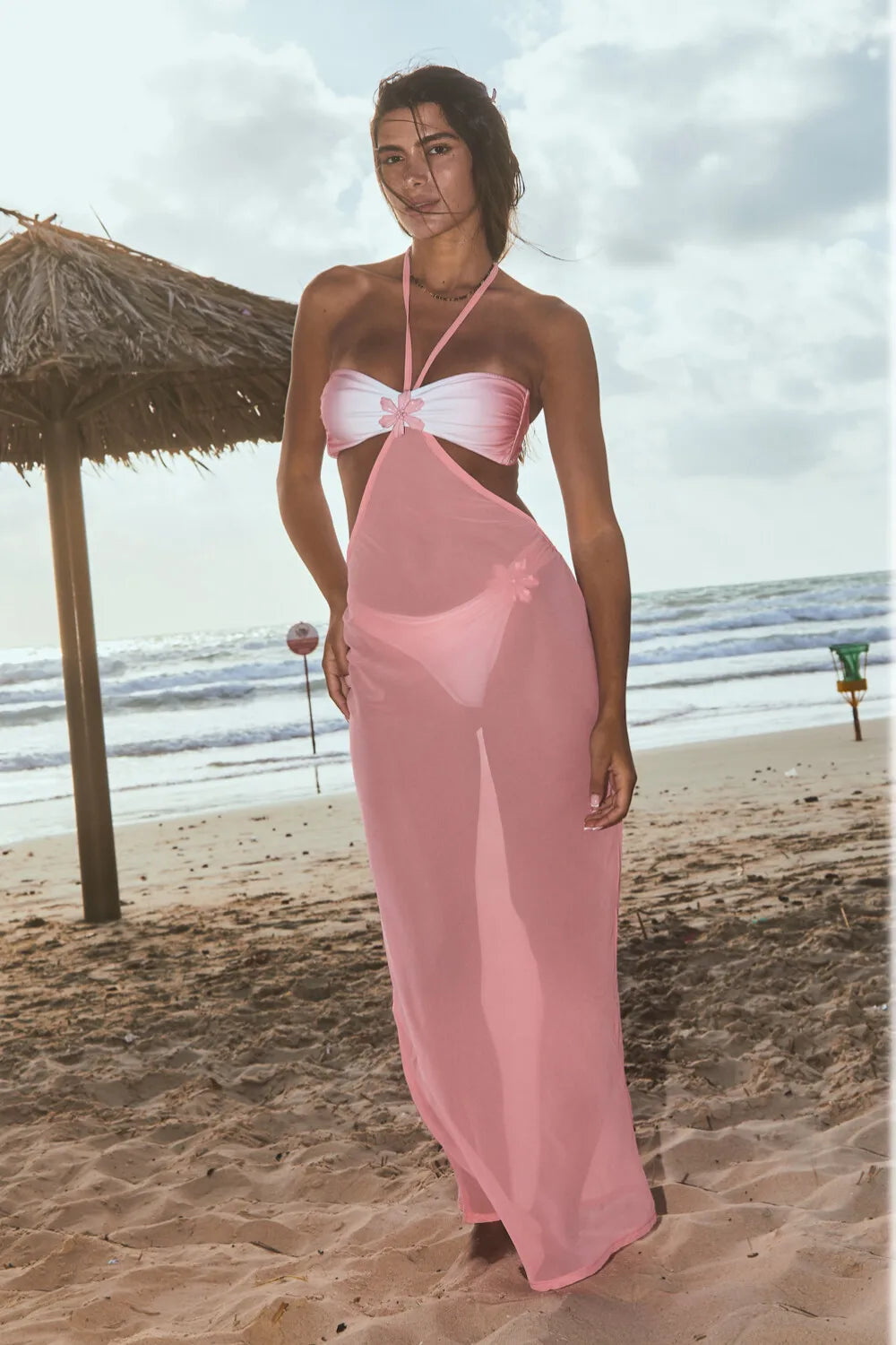 Bikini e copricostume "Oasi Bianca e Rosa"