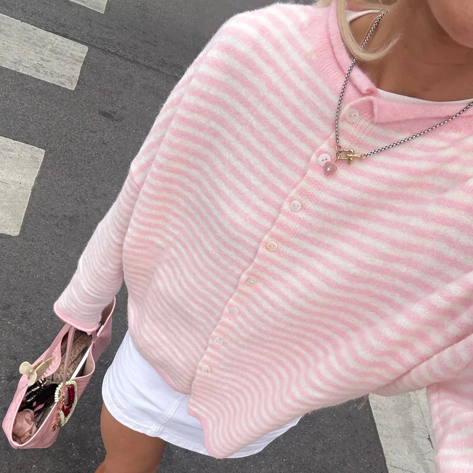 Cardigan "Portofino" a Righe con Colletto Soft Touch