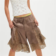 Shorts Pizzo e Raso Y2K - Pantaloncini Lounge Coquette con Fiocchi