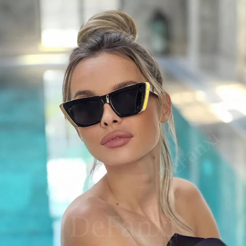 Occhiali da Sole Cat Eye Retro Montatura Oro