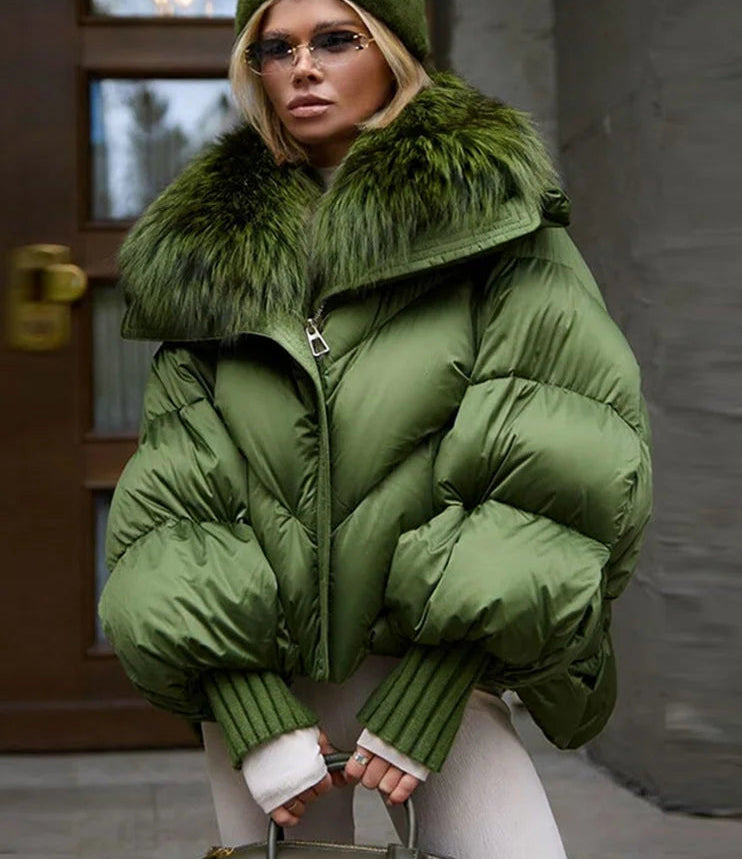 Vari Piumini Donna Oversize Corti con Cappuccio