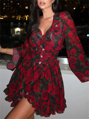 Abito Mini Stampato con Scollo a V - Eleganza Contemporanea