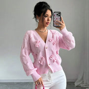 Cardigan Donna Rosa con Fiocchi