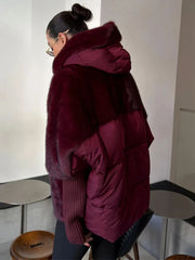 Piumino Luxury Ibrido con Dettagli in Eco-Pelliccia e Maniche a Palloncino