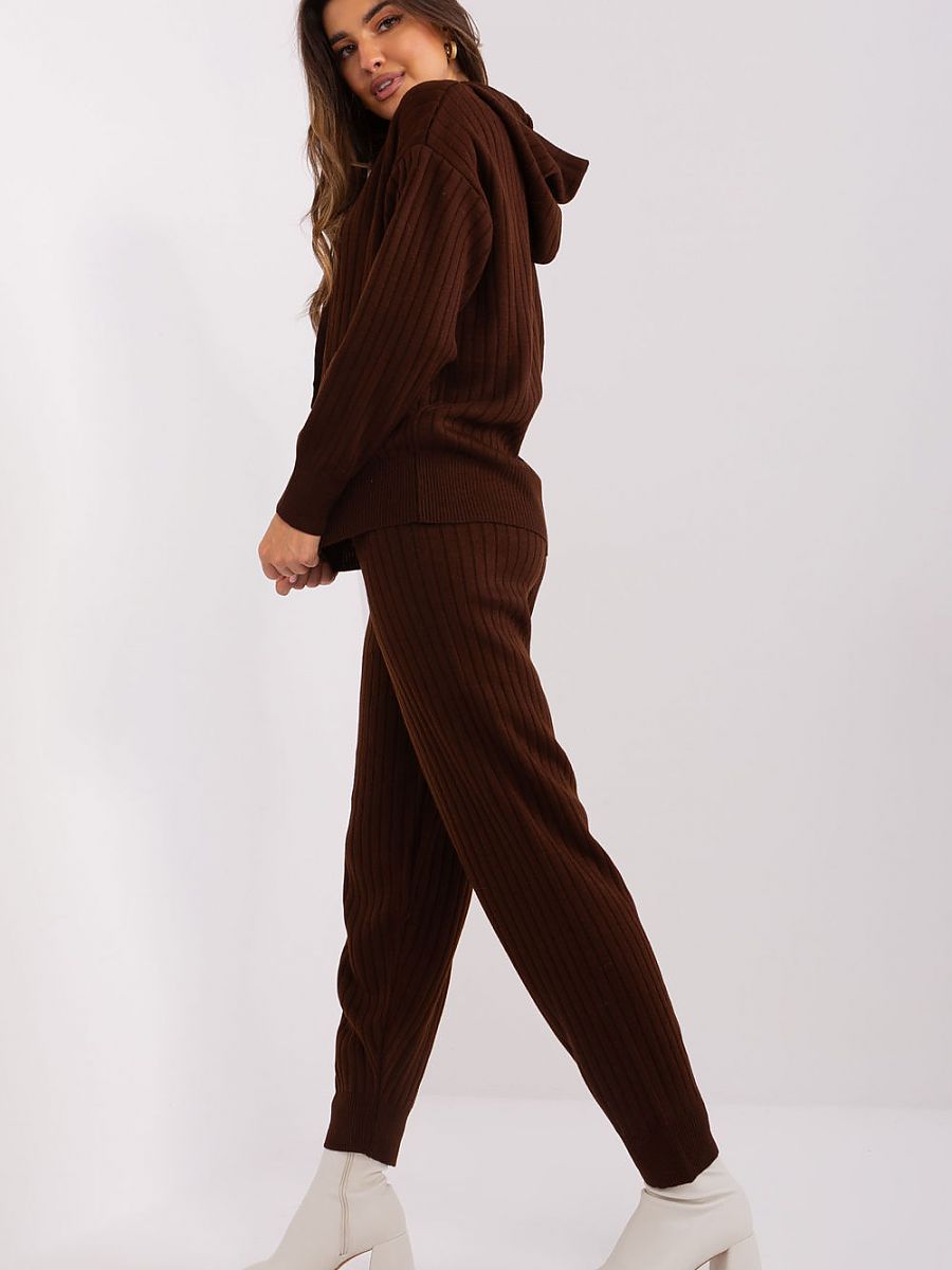 Co-ord Set in maglia a coste marrone