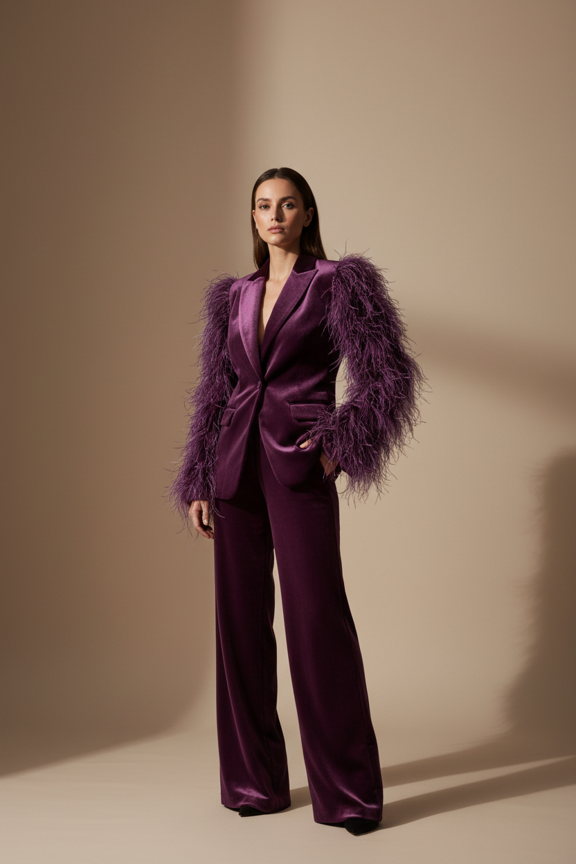 Set completo velluto prugna